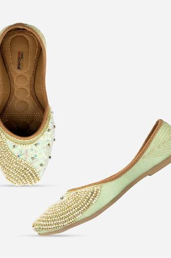 Sea green pearl shine flats