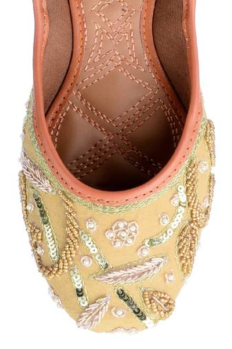 Gold embroidered flats