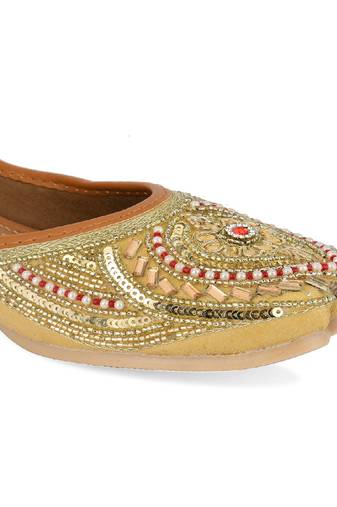 Gold red dabka flats