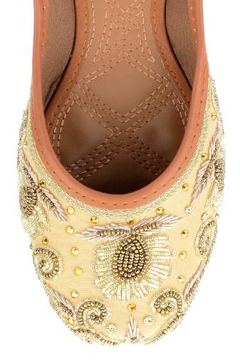 Gold dabka embroidered flats