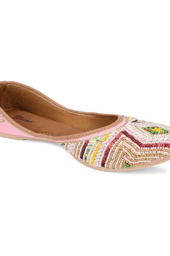Rhombus pearl embroidered flats