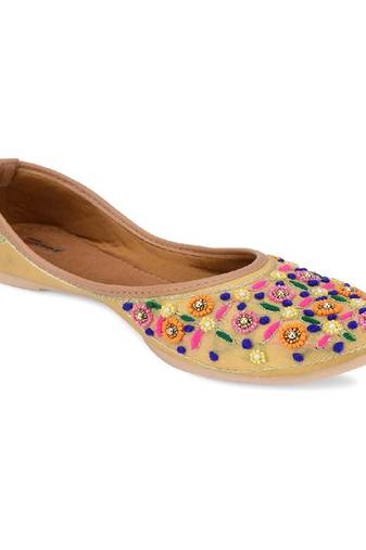Gold multicolor  flats
