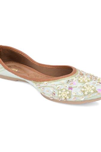 Sky blue pearl flats