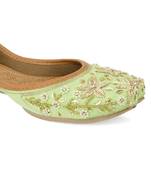 Sea green dabka flower flats