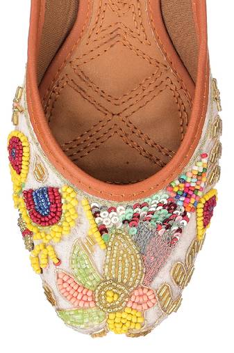 multicolor colour pearl work flats