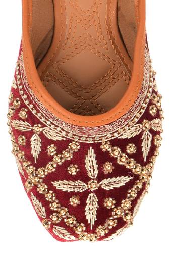 Maroon velvet flats