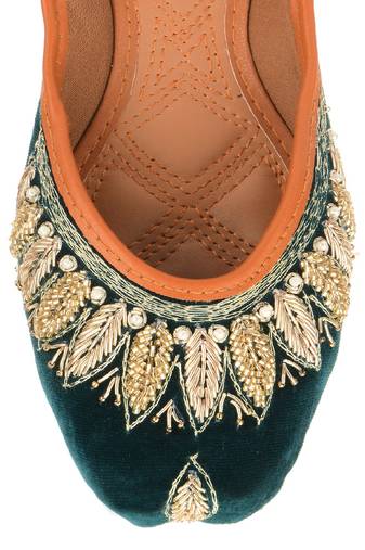 Velvet green flats