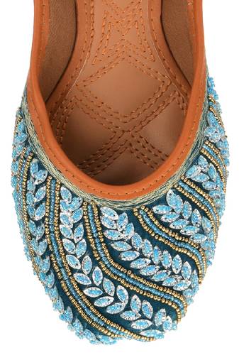 Velvet teal flats