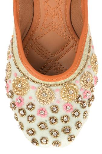 Grey embroidered flats