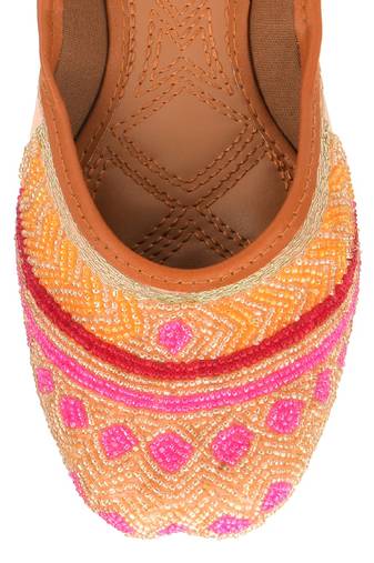Peach pink pearl work  flats