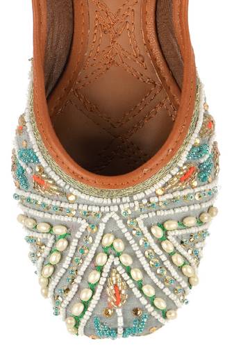 grey multicolor pearl flats
