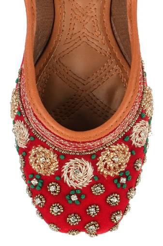 Red velvet stone flats