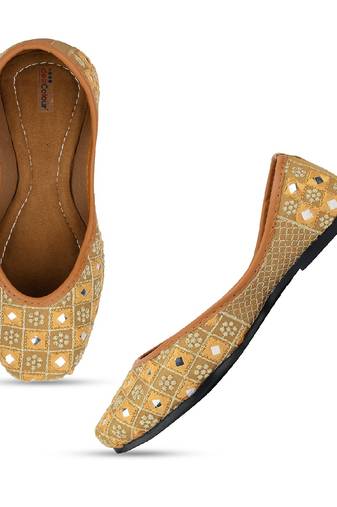 Mini mirror embroidered  gold flats