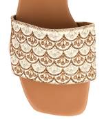 Off white thread work slider  flats