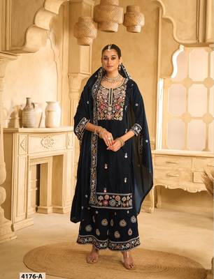 BLUE VELVET SHARARA SALWAR SUIT 1