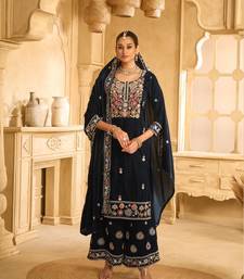 BLUE VELVET SHARARA SALWAR SUIT
