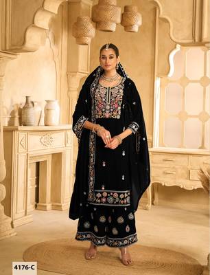 BLACK VELVET SHARARA SALWAR SUIT 1