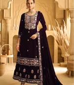 PURPLE VELVET SHARARA SALWAR SUIT