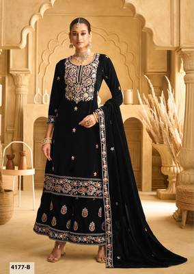 BLACK VELVET SHARARA SALWAR SUIT 1