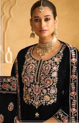 BLACK VELVET SHARARA SALWAR SUIT 2