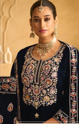 BLUE VELVET SHARARA SALWAR SUIT 2
