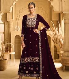 WINE VELVET SHARARA SALWAR SUIT