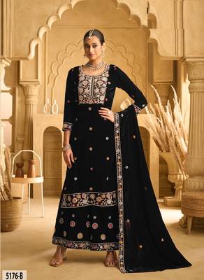 BLACK VELVET SHARARA SALWAR SUIT 1