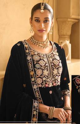 BLACK VELVET SHARARA SALWAR SUIT 2