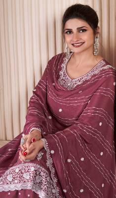 Maroon Embroidered silk sharara suit 2