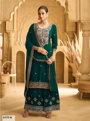 GREEN VELVET SHARARA SALWAR SUIT 1