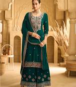 GREEN VELVET SHARARA SALWAR SUIT