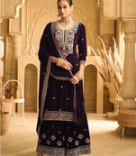 PURPLE VELVET SHARARA SALWAR SUIT