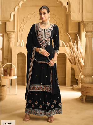BLACK VELVET SHARARA SALWAR SUIT 1