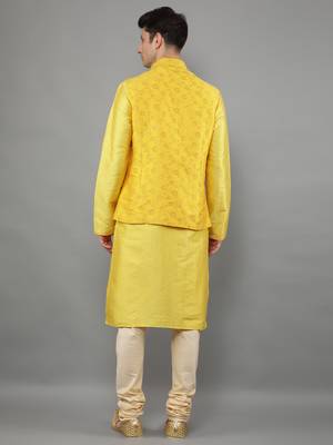 Manish creations men's floral pattan ethnic kurta sets with nehru jacket 2