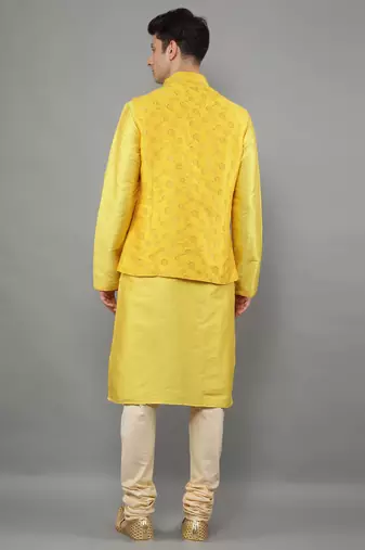 Manish creations men's floral pattan ethnic kurta sets with nehru jacket