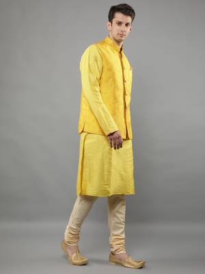 Manish creations men's floral pattan ethnic kurta sets with nehru jacket 3
