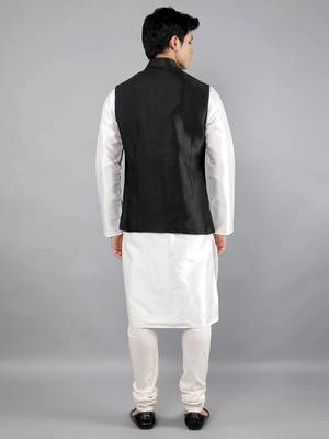 Manish creations men's solid pattan ethnic kurta sets with nehru jacket 2