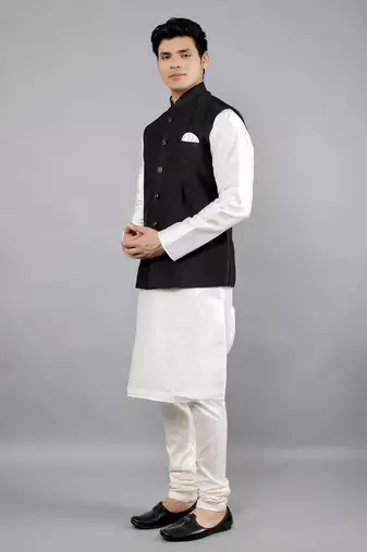 Manish creations men's solid pattan ethnic kurta sets with nehru jacket