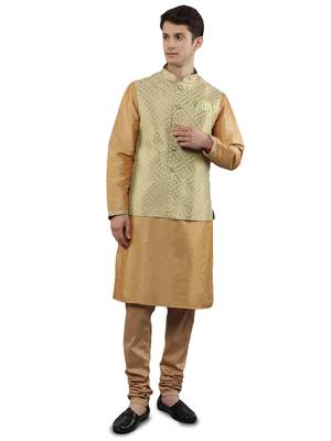 Manish creations men's solid pattan ethnic kurta sets with nehru jacket 1