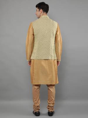 Manish creations men's solid pattan ethnic kurta sets with nehru jacket 2