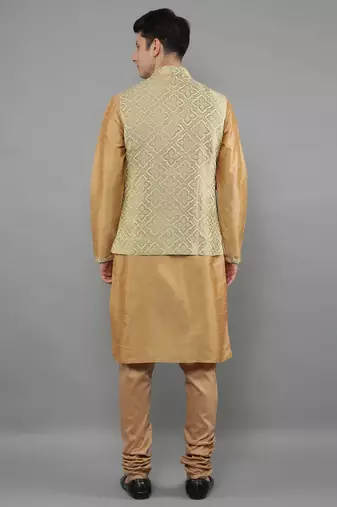 Manish creations men's solid pattan ethnic kurta sets with nehru jacket
