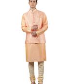 Manish creations men's ethnic motifs silk blend kurta sets with nehru jacket