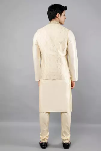 Manish creations men's ethnic motifs silk blend kurta sets with nehru jacket