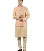 Manish creations men's floral pattan silk blend casual styles kurta sets with nehru jacket