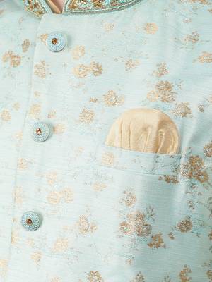 Manish creations men's floral pattan silk blend casual styles kurta sets with nehru jacket 4