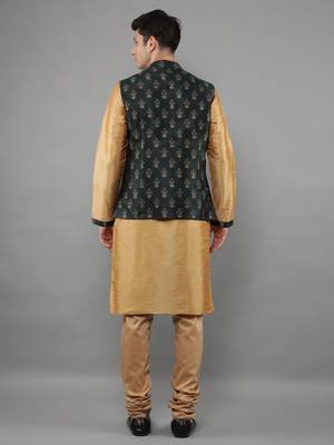 Manish creations men's ethnic motifs silk blend traditional kurta sets with nehru jacket 2