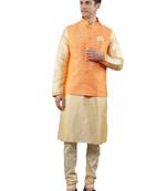 Manish creations men's woven pattan silk blend traditional kurta sets with nehru jacket