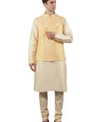 Manish creations men's woven pattan silk blend traditional kurta sets with nehru jacket