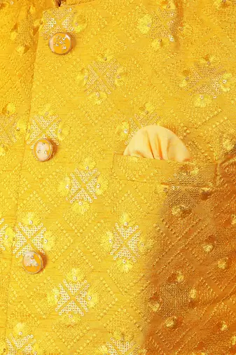 Manish creations men's geometric pattan ethnic silk blend kurta sets with nehru jacket