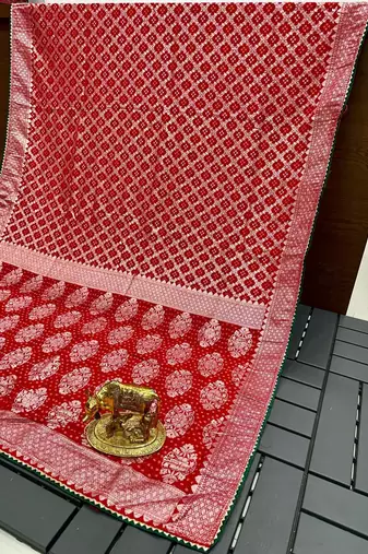 Red Kolkata Viscose Gharchola Saree